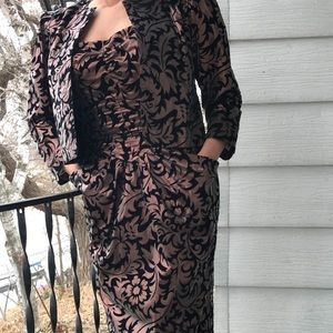 Embossed velvet with copper metallic dress